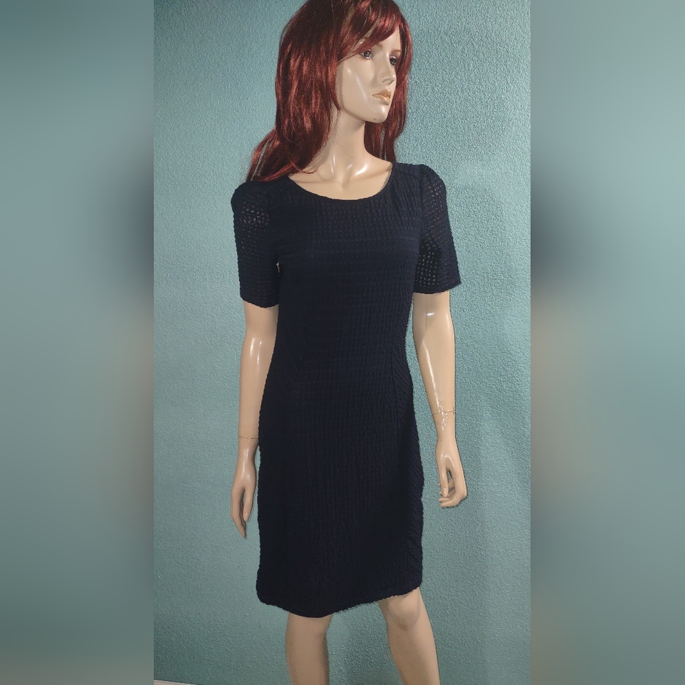 Maeve Navy Blue Stretch Textured Sheath Dress Sz S